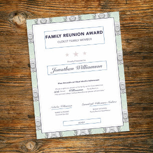 Family Reunion Oldest Award Green Crest