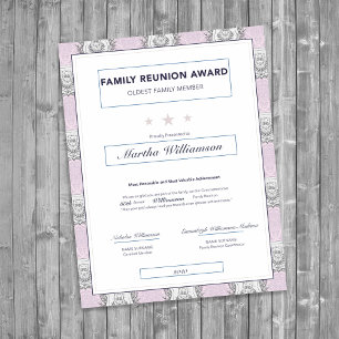 Family Reunion Oldest Award Pink Crest
