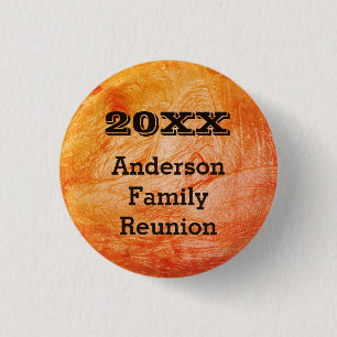 Family Reunion Orange Abstract Autumn Gathering 1 Inch Round Button