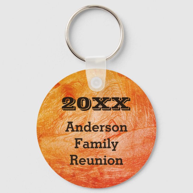 Family Reunion Orange Abstract Autumn Gathering Keychain (Front)