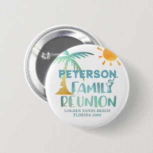 Family Reunion Palm Tree Beach Name 2 Inch Round Button