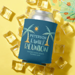 Family Reunion Palm Tree Beach Name Can Cooler