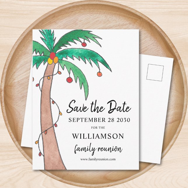  Family Reunion Palm Tree Save the Date Postcard (Creator Uploaded)