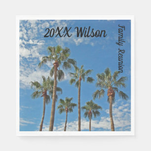 Family Reunion Palm Trees Tropical Blue Sky Photo Napkin