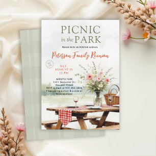 Family Reunion Park Picnic Outdoors Wildflowers Invitation