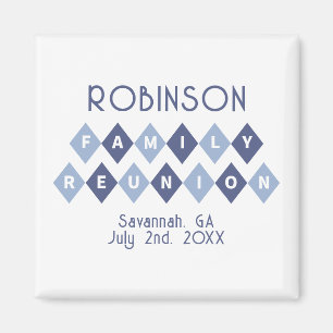 Family Reunion Party Keepsake Colourful Modern Blu Magnet