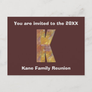 Family Reunion Patchwork Letter K Announcement Postcard
