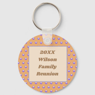 Family Reunion Peach and Blue Polka Dot Pattern Keychain