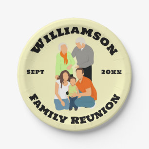 Family Reunion Personalize name date font Paper Plate