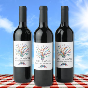 Family Reunion Personalized Family Tree Wine Labe Label