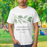 Family Reunion Personalized T-Shirt<br><div class="desc">This stylish family reunion T-shirt is decorated with watercolor greenery. Easily customizable. Just remove the date if you wish to use the T-shirt for many years. Use the Design Tool to change the text size, style, or colour. Because we create our artwork you won't find this exact image from other...</div>