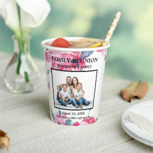 Family Reunion Photo Floral Personalize Paper Cups