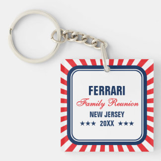 Family Reunion Photo Red White Blue Keychain