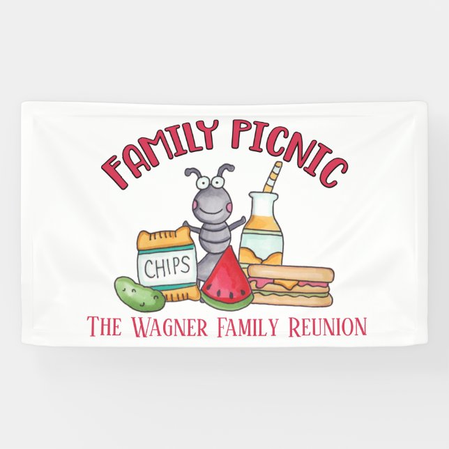 Family reunion picnic ant add name  banner (Horizontal)