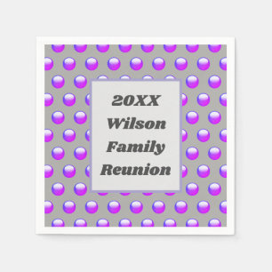 Family Reunion Picnic Purple Polka Dot Event Napkin