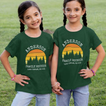 Family Reunion Pine Trees Sunset Girls Green