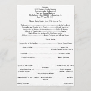 Family Reunion Program