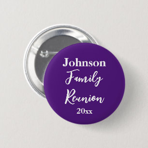 Family Reunion Purple and White Name Year Template 2 Inch Round Button