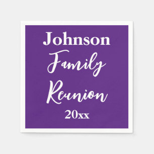 Family Reunion Purple and White Name Year Template Napkin