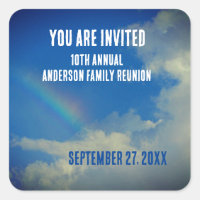Family Reunion Rainbow Colourful You Are Invited