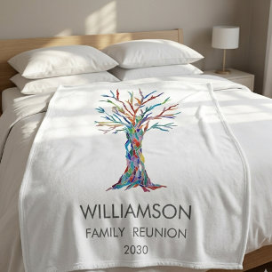 Family Reunion Rainbow Family Tree Fleece Blanket