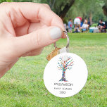 Family Reunion Rainbow Family Tree Keychain<br><div class="desc">Give these stylish Family Reunion keychains as keepsakes at your family celebration. They feature a family tree in the colours of the rainbow. Customize them it with your family name and the year. This unique design is a print of my Family Tree mosaic which was made from tiny pieces of...</div>