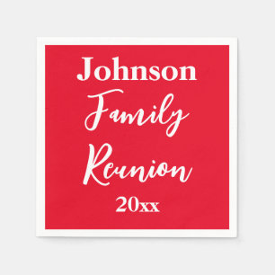 Family Reunion Red and White Name Year Template Napkin
