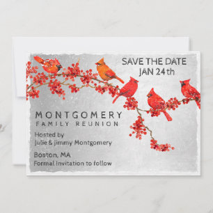 Family Reunion Red Cardinals Silver Save The Date