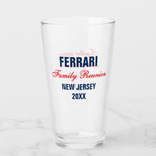Family Reunion Red Navy Blue Personalized Glass