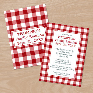 Family Reunion Red White Buffalo Check Party Invitation