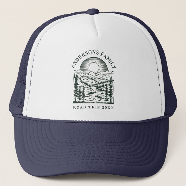 Family Reunion Road Trip Mountain Personalized   Trucker Hat (Front)
