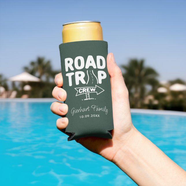 Family Reunion Road Trip Typography Any Colour Seltzer Can Cooler (In Situ Pool)