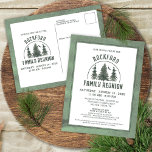 Family Reunion Rustic Forest Trees Invitation Postcard<br><div class="desc">Family reunion invitation featuring rustic watercolor forest trees design in sage green ideal for outdoor, camping, picnic shelter and nature locations for your event. Coordinating family reunion party supplies and novelty items are also available. ASSISTANCE: For help with design modification or personalization, colour change, resizing or transferring the design to...</div>