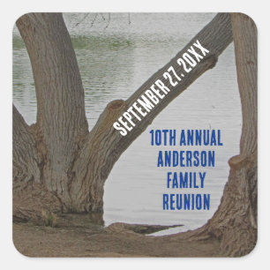 Family Reunion Rustic Lakehouse Annual Vacation Square Sticker