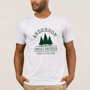 Family Reunion Rustic Pine Trees Grey T-Shirt