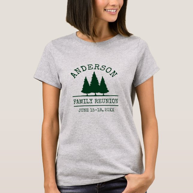 Family Reunion Rustic Pine Trees Women's Grey T-Shirt (Front)