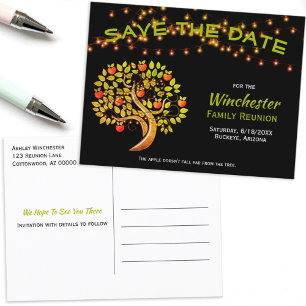 Family Reunion Save The Date Apple Tree Lights Announcement Postcard