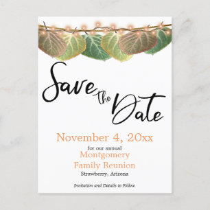 Family Reunion Save The Date Aspen Tree Leaves Announcement Postcard