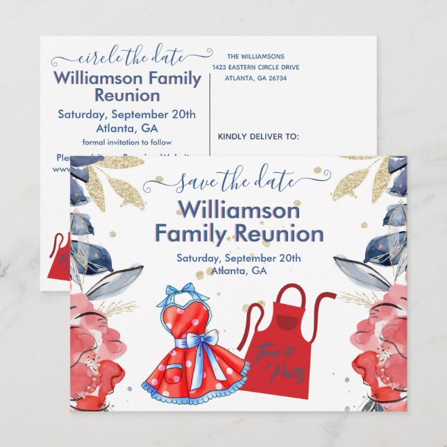 Family Reunion Save the Date BBQ Colourful QR Code Announcement Postcard (Front/Back)