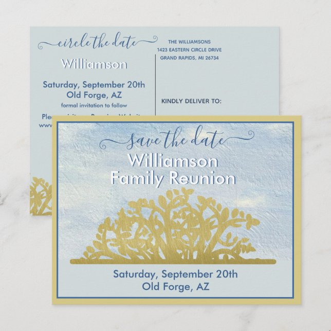 Family Reunion Save the Date Genealogy Tree  Announcement Postcard (Front/Back)