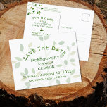Family Reunion Save The Date Green Tree Announcement Postcard<br><div class="desc">Send SAVE THE DATE information for your family reunion or family gathering utilizing these postcards featuring a modern, minimalist family tree design in shades of green. All text is editable. Coordinating reunion party supplies and novelty items are also available. ASSISTANCE: For help with design modification or personalization, colour change, resizing...</div>