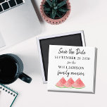 Family Reunion Save The Date Magnet<br><div class="desc">This summer Family Reunion Save The Date magnet is decorated with watercolor watermelons.
Easily customizable.
Use the Design Tool to change the text size,  style,  or colour.
Because we create our artwork you won't find this exact image from other designers.
Original Watercolor © Michele Davies.</div>