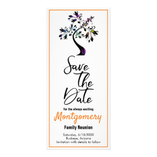 Family Reunion Save The Date Modern Colourful Tree Rack Card
