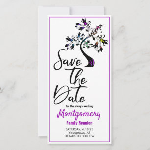 Family Reunion Save The Date  Modern Purple Tree