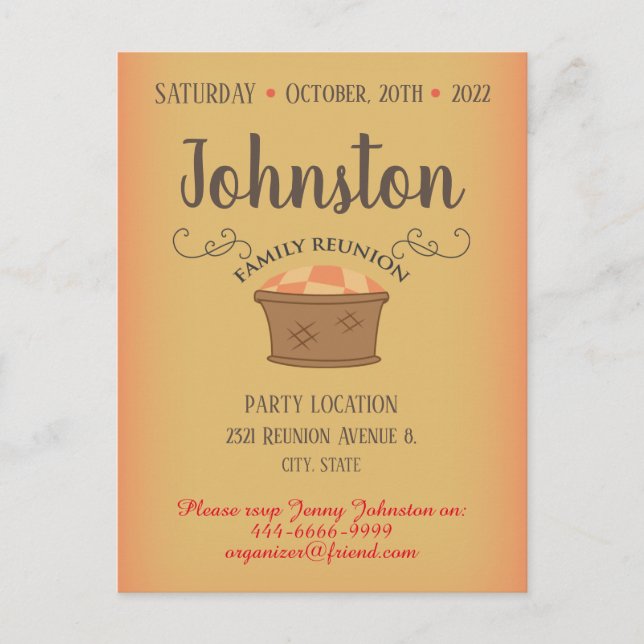 Family reunion savethe date design postcard (Front)