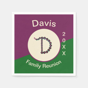Family Reunion Sequin Bead Monogram Annual Event Napkin