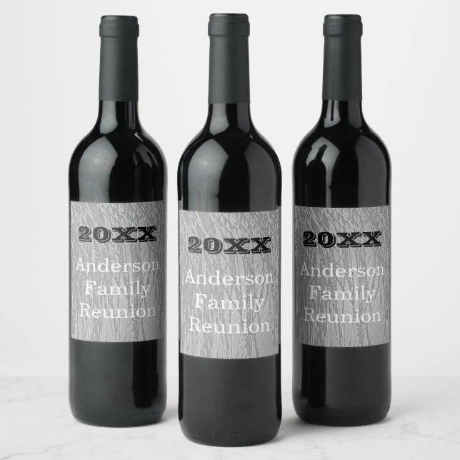 Family Reunion Silver Annual Evening Dinner Event Wine Label (Bottles)