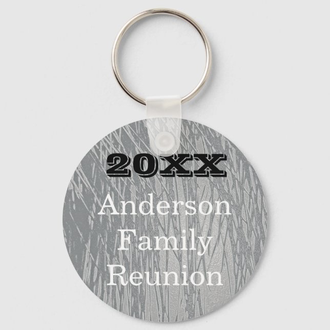 Family Reunion Silver Line Abstract Big Gathering Keychain (Front)