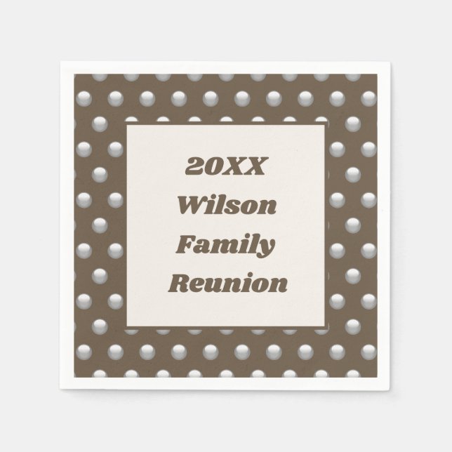 Family Reunion Silver Polka Dot Pattern Elegant Napkin (Front)