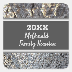 Family Reunion Small Grey Black Tile Mosaic Square Sticker